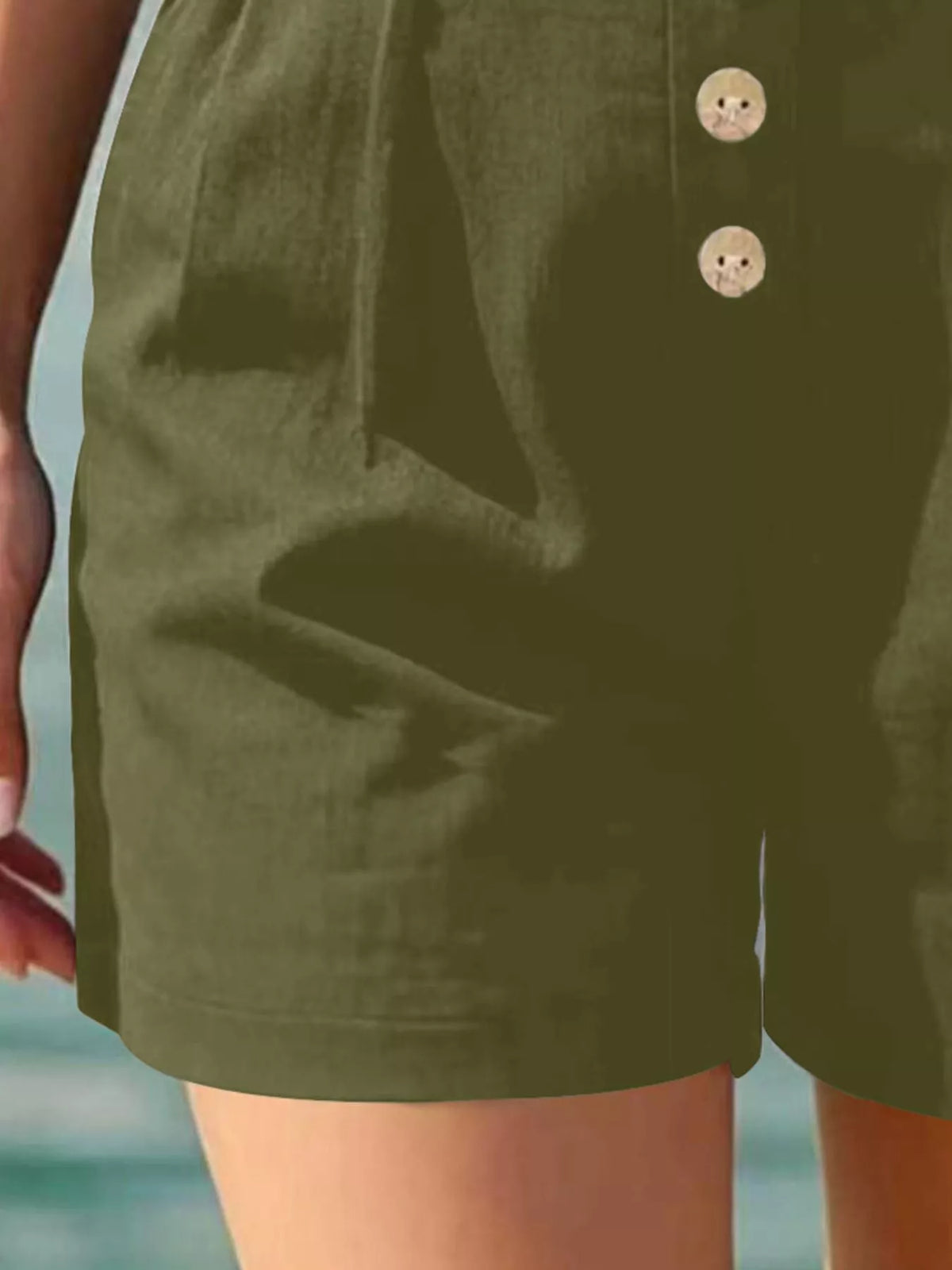 Trendsi Button Fly High Waist Shorts -