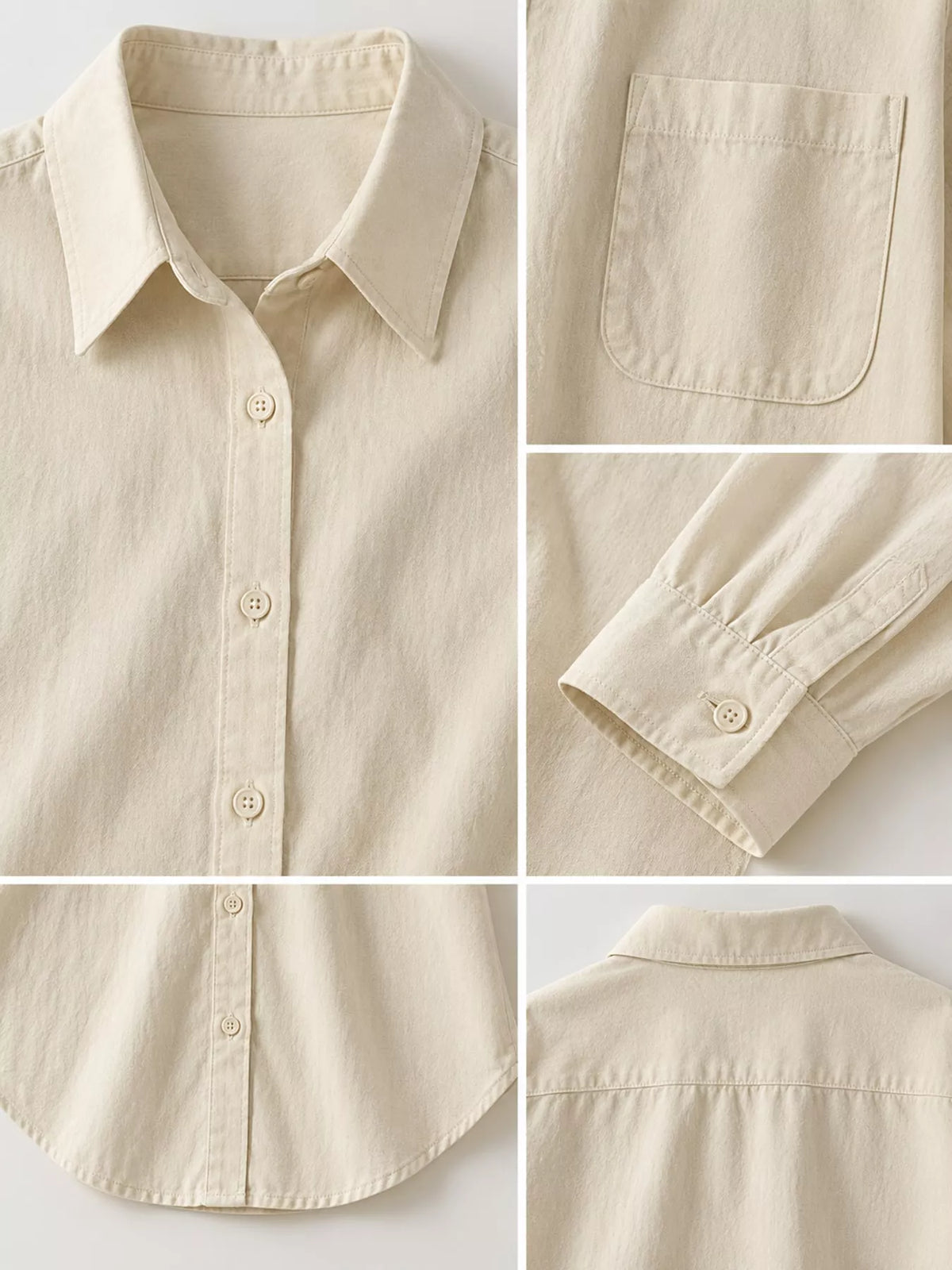 Apricot Beige oversized button-down long sleeve shirt