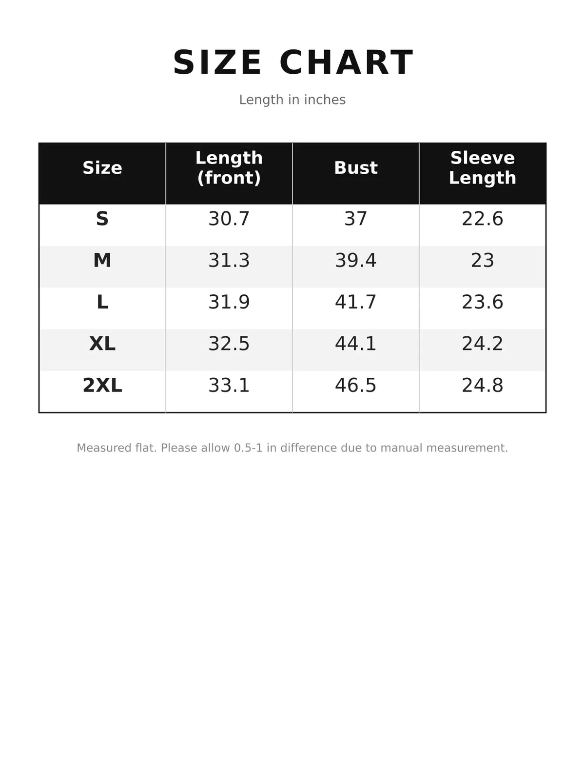 Size chart for women's lace trim blazer dress