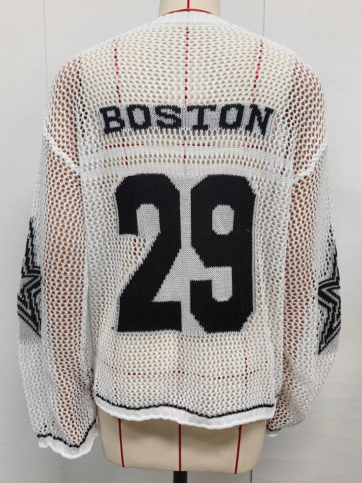 Women's Number 29 Openwork Knit Jersey Sweater in Black, alternate view
