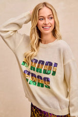 Trendsi BiBi Mardi Gras Sequin Lattering Knit Top -