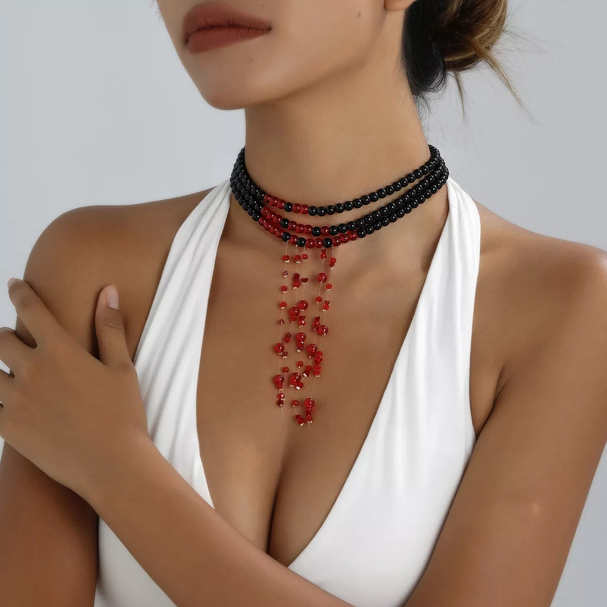 Trendsi Halloween Multi-Layered Beaded Choker Necklace -
