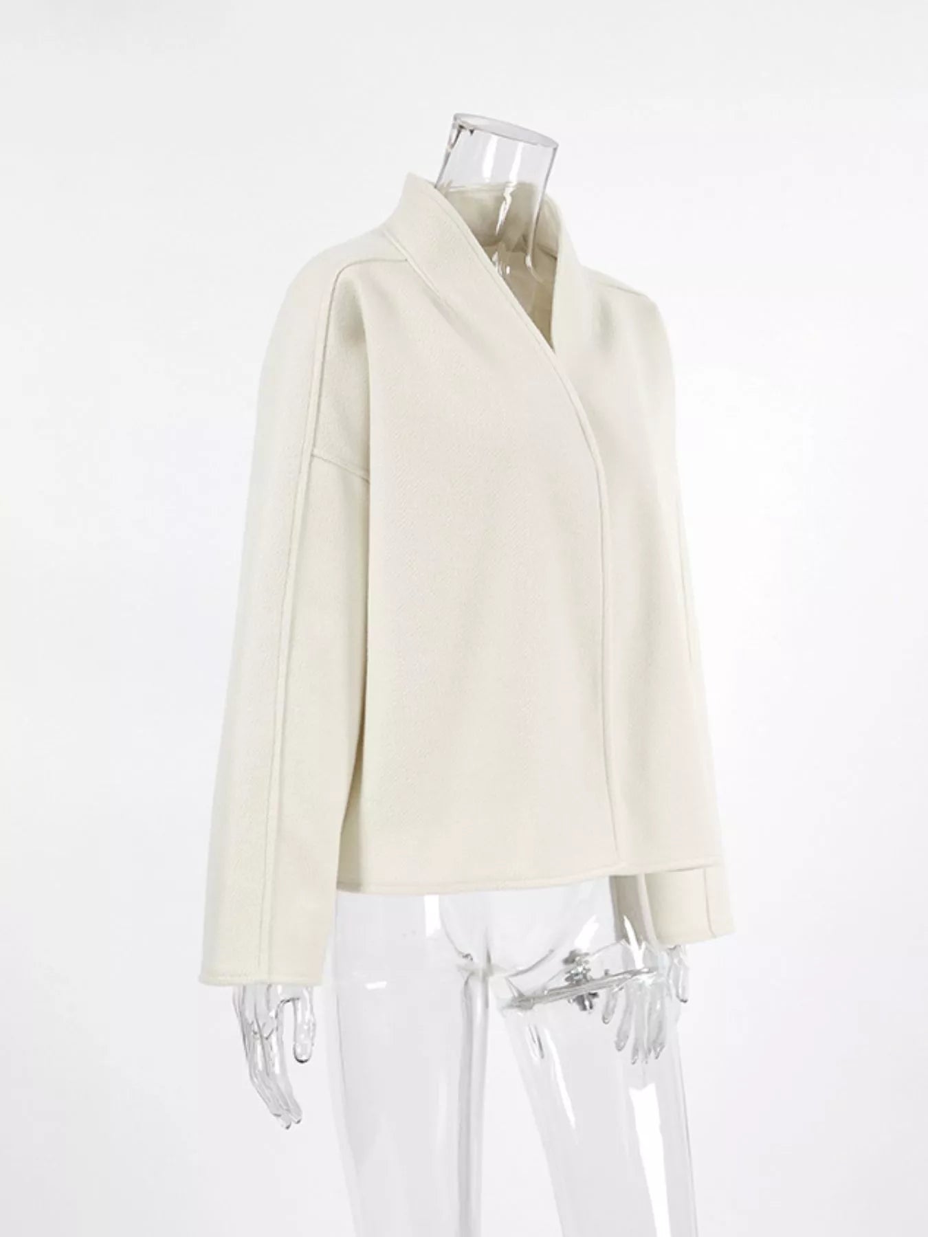 Trendsi Elegant Stand Collar Open Front Outerwear -