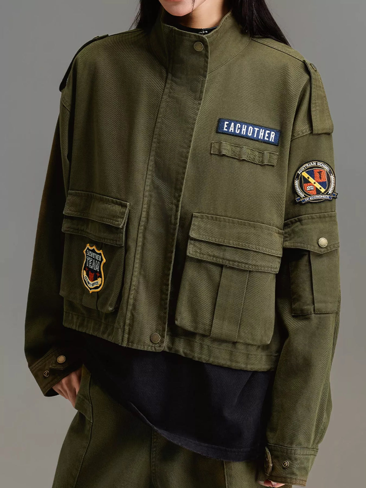 Multi Pockets Zip-Up Jacket — front view