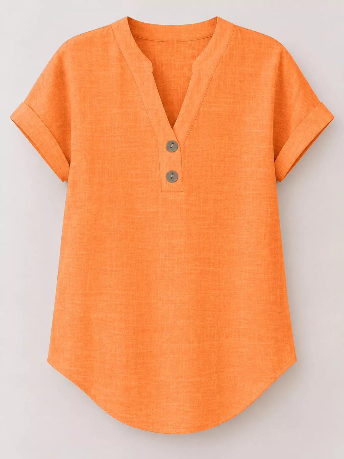 Orange button detail short sleeve blouse, front view