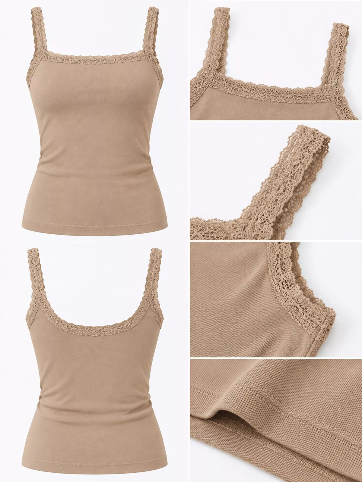 Lace camisole, beige detail collage