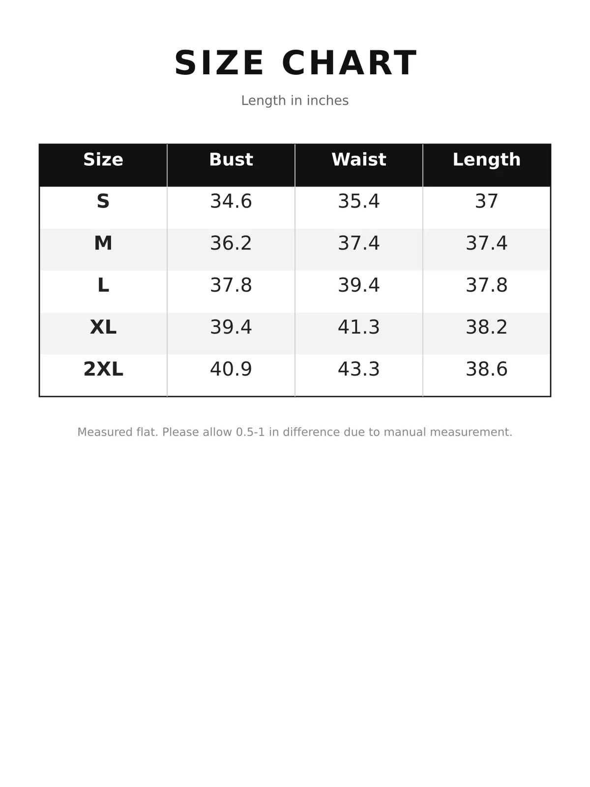 Scoop neck spaghetti-strap mini dress, size and measurement chart