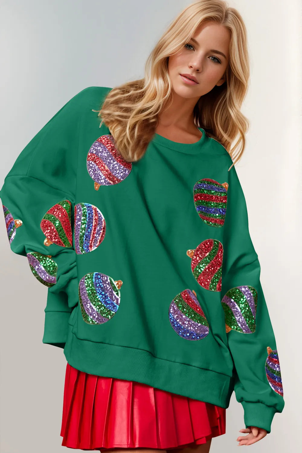 Christmas sequin round-neck sweatshirt