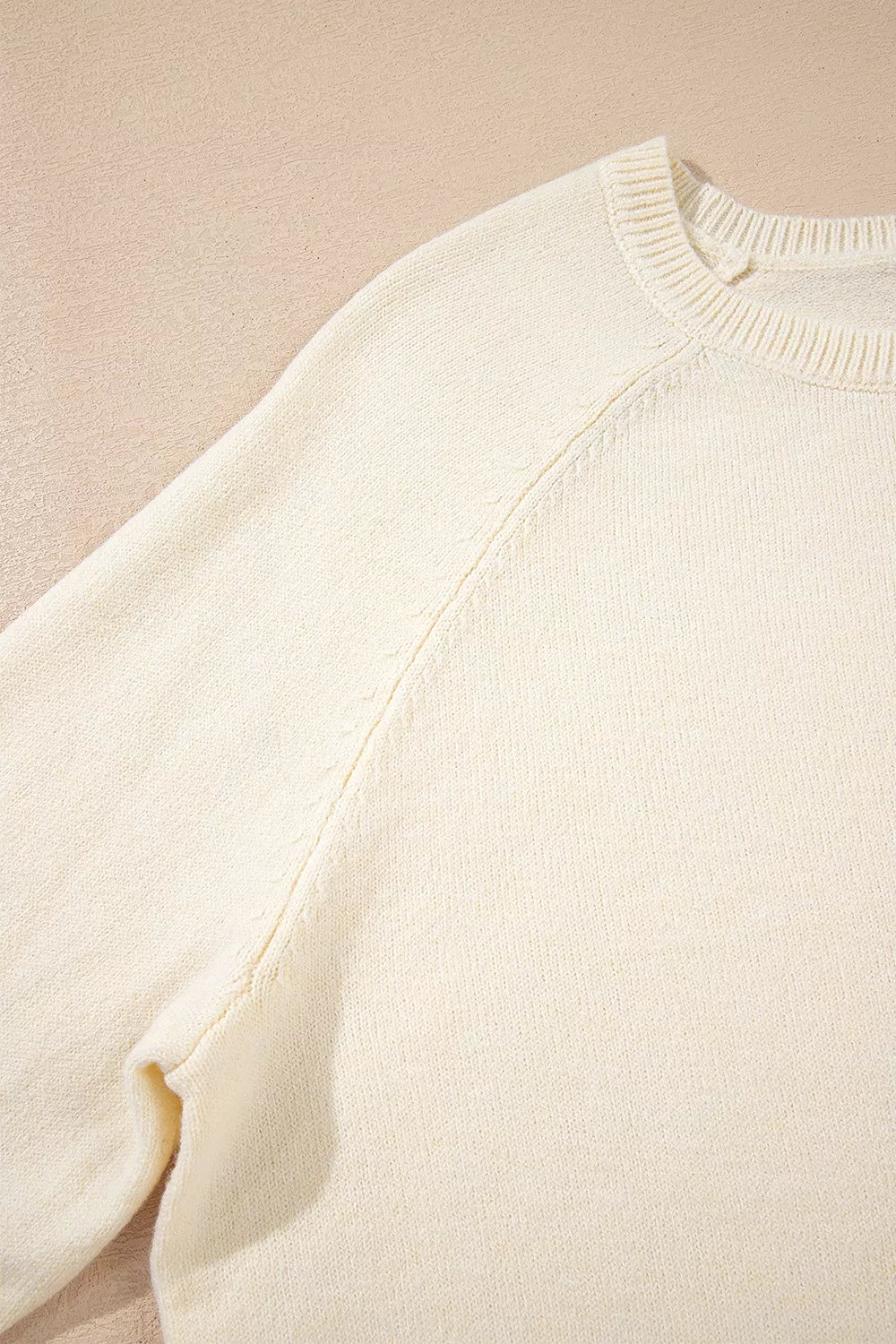 Trendsi Button-Cuff Crew Neck Sweater -