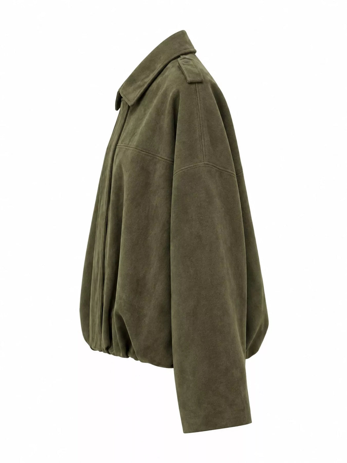 Faux Suede Collared Bomber Jacket — side view