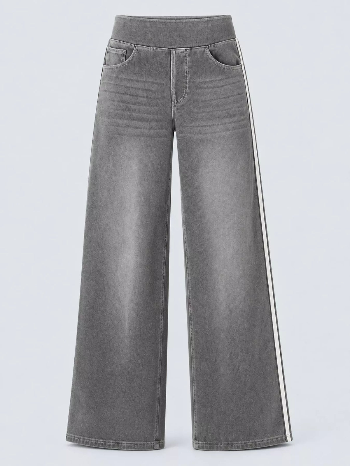 Wide-Leg Side-Stripe Jeans in gray