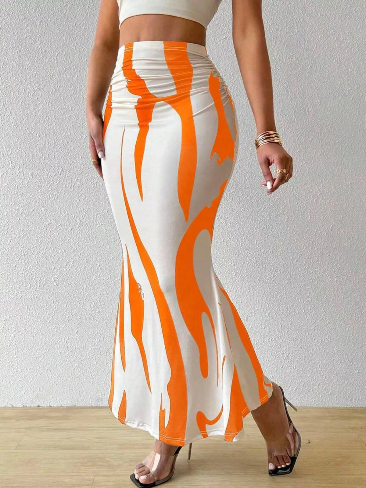 Ruched Maxi Skirt — side view