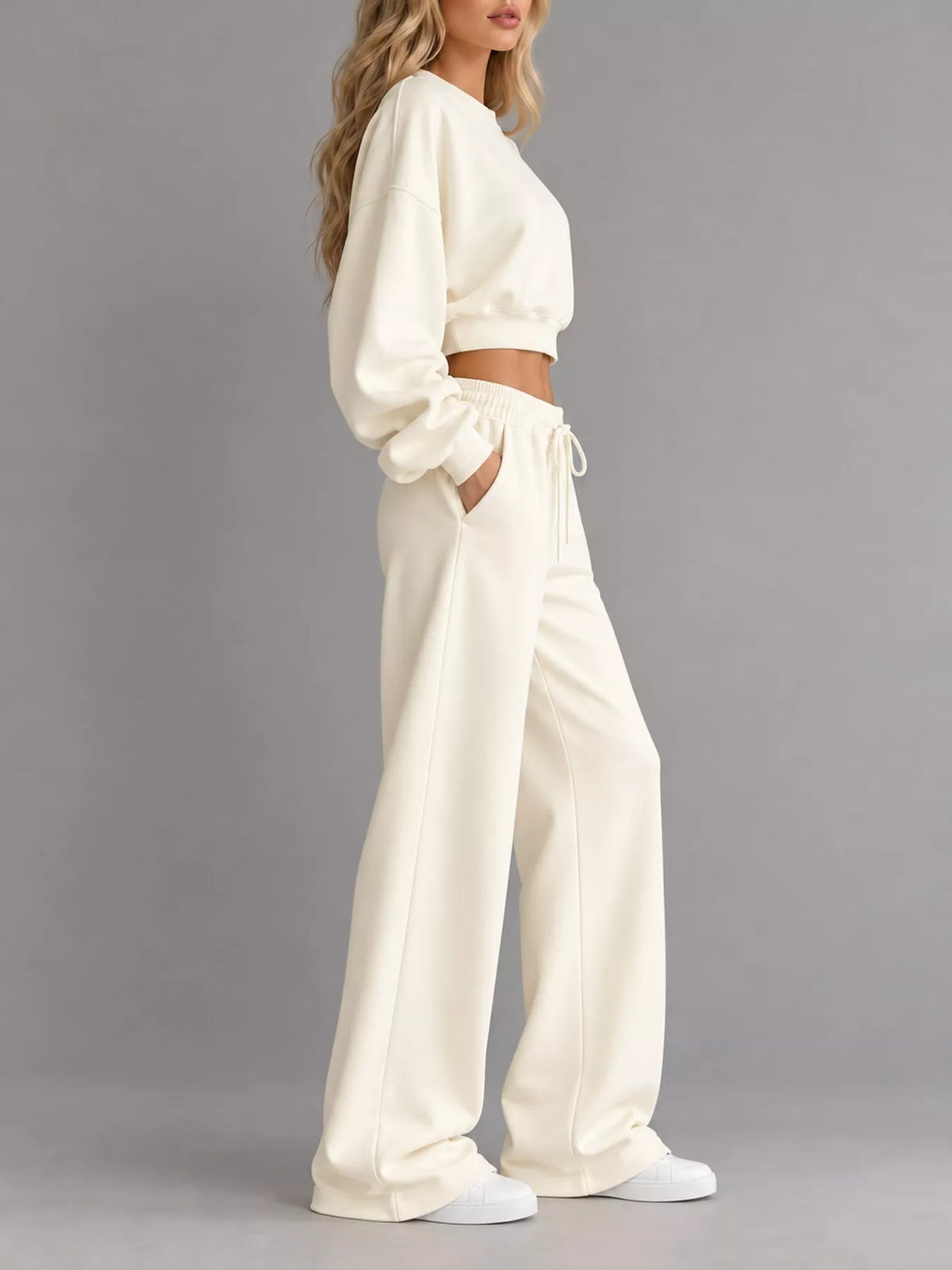 Crop Top and Wide-Leg Sweatpants Set — side view