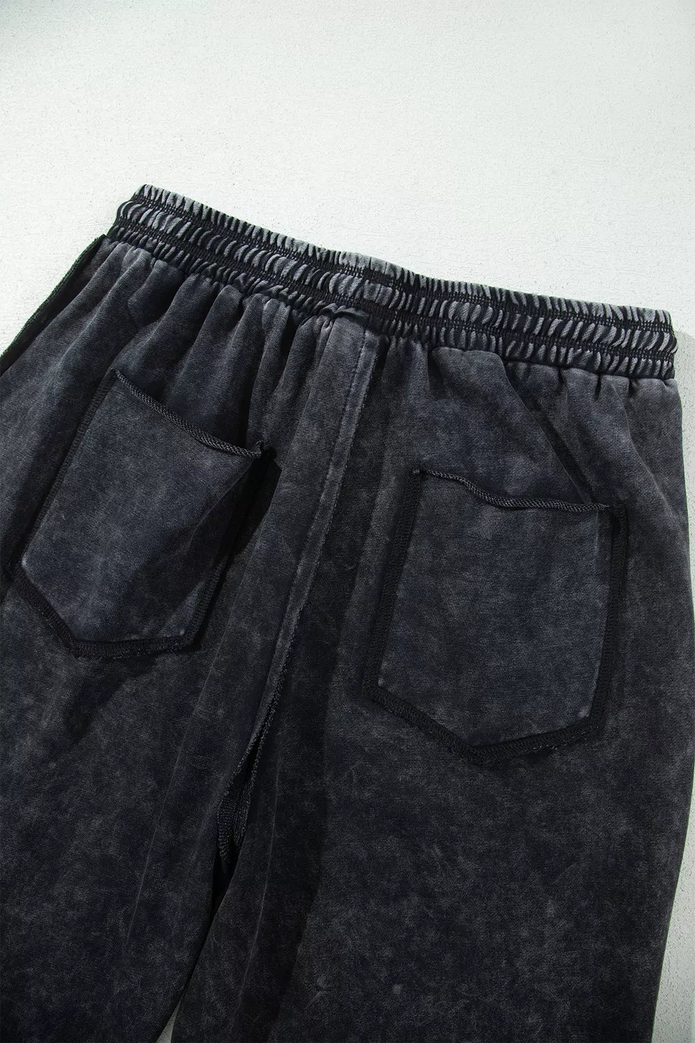 Trendsi Mineral Wash Raw Seam Drawstring Elastic Waist Barrel Pants -