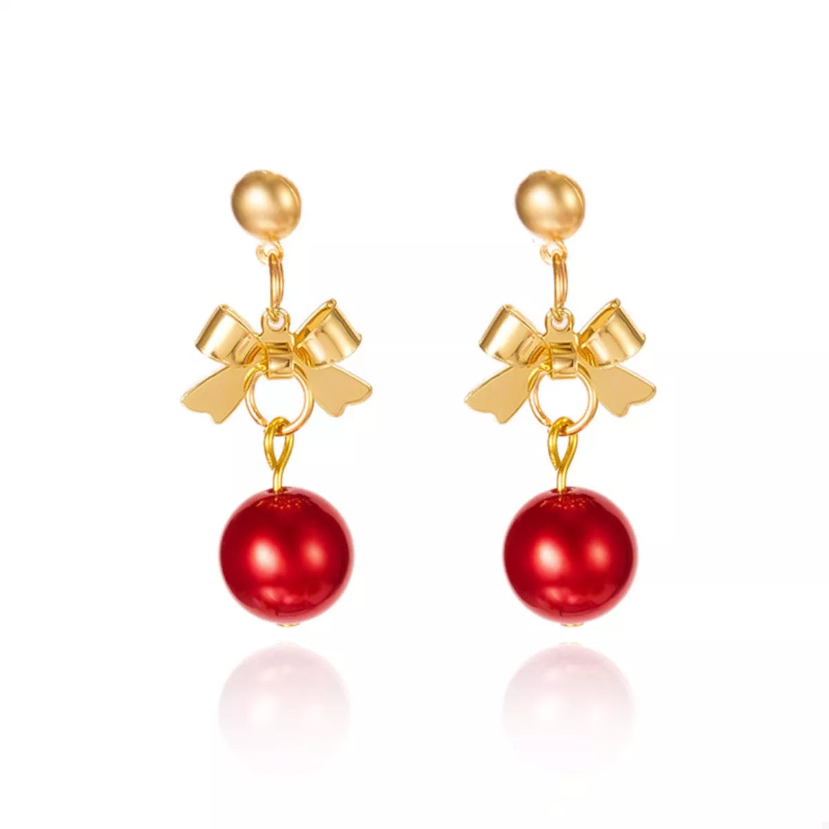 Trendsi Christmas 18K Gold-Plated Ball Drop Earrings -