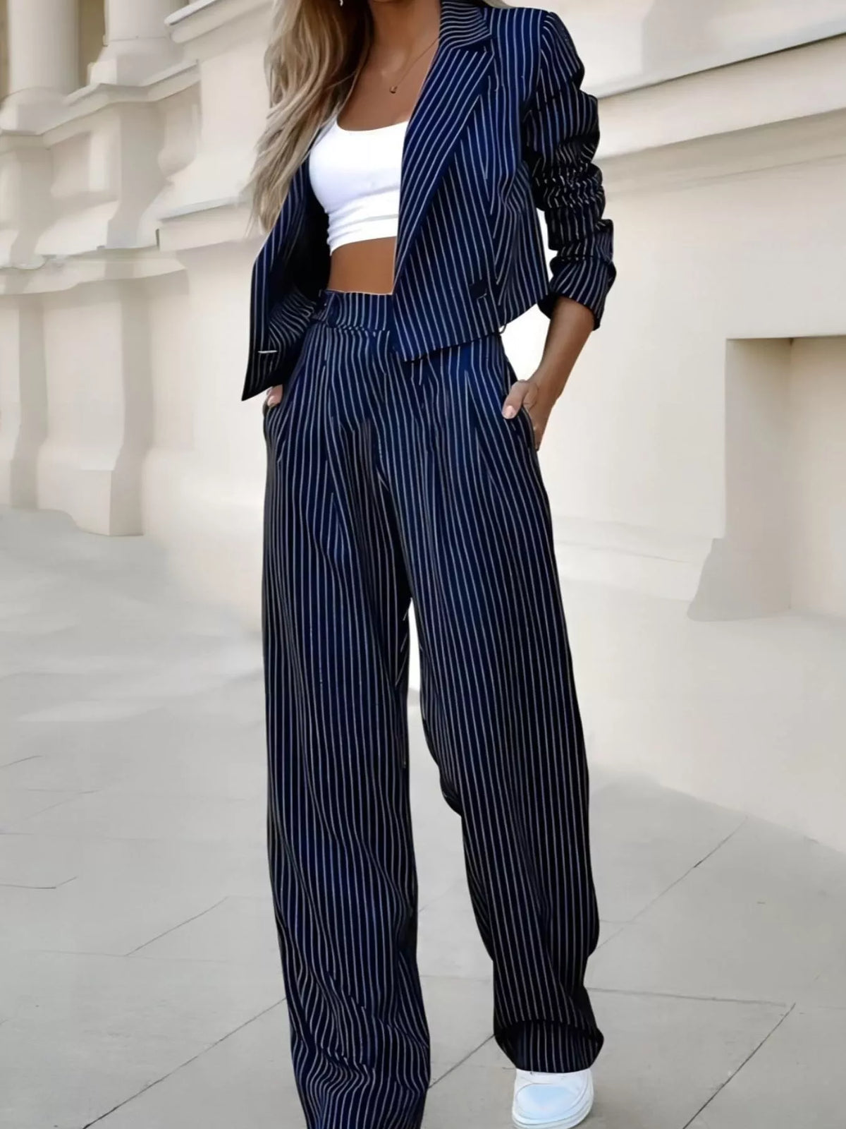 and Wide-Leg Pants Two-Piece Set — front view