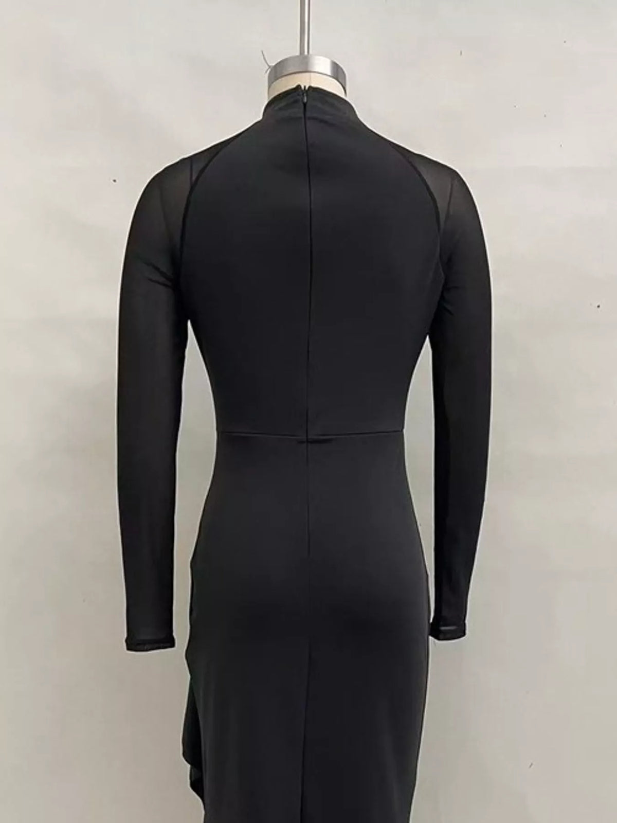 Long-sleeve maxi dress, back view