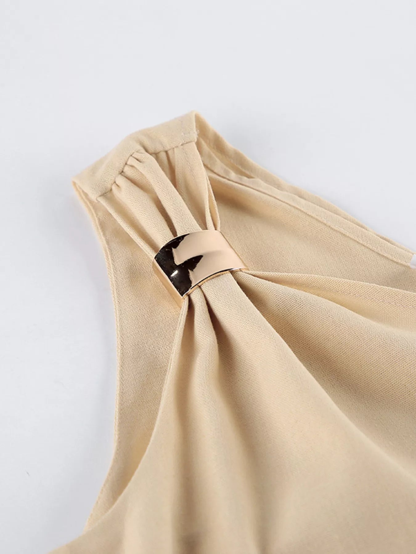 Trendsi One-Shoulder Tie-Waist Top and Wide-Leg Pants Set -