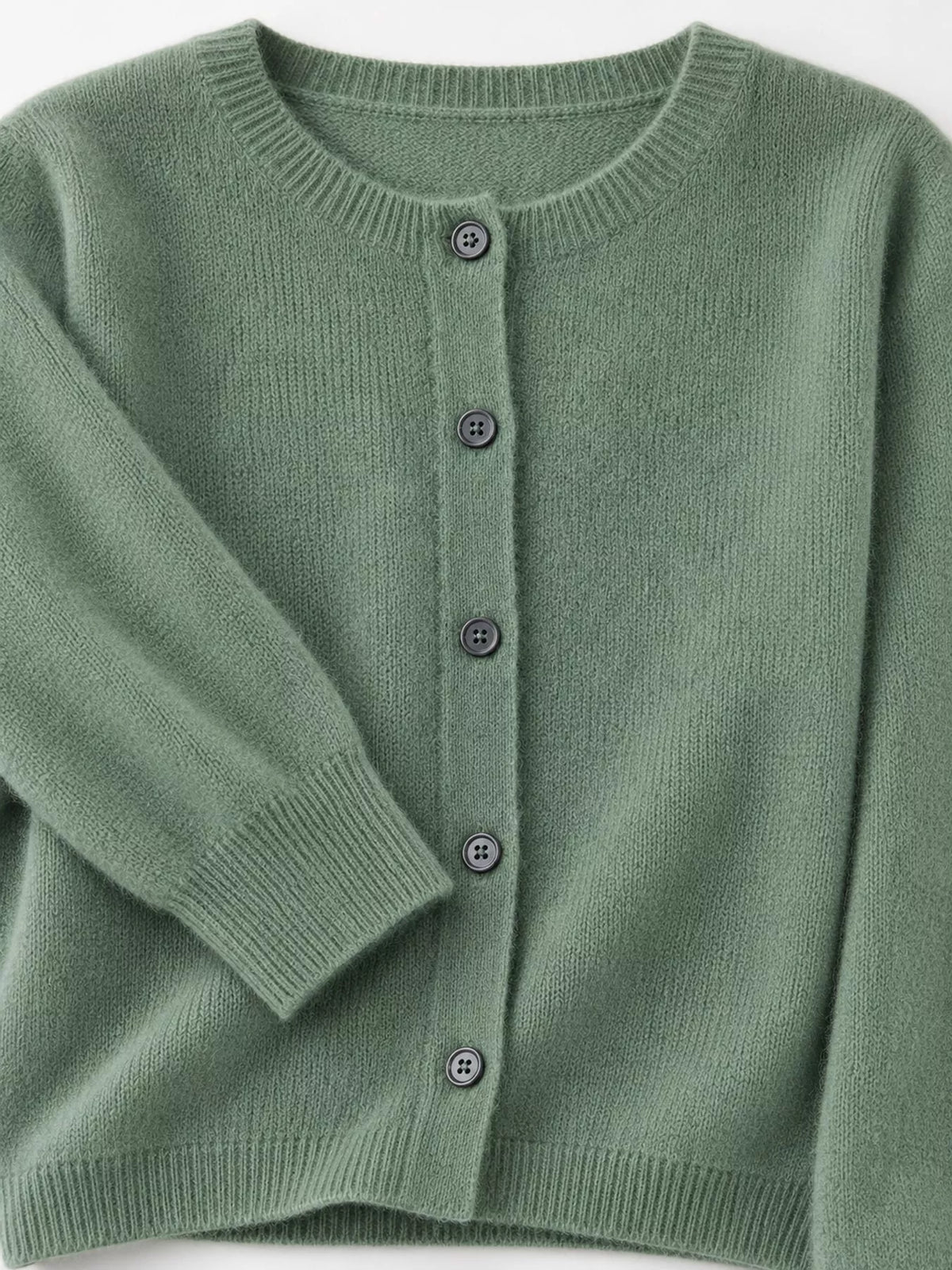 Ribbed cardigan, sage cuff detail