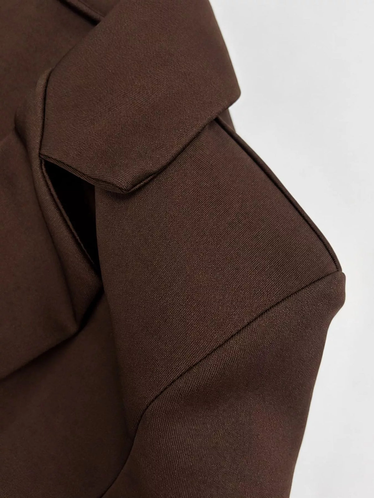 Brown double-breasted blazer dress — design and construction details