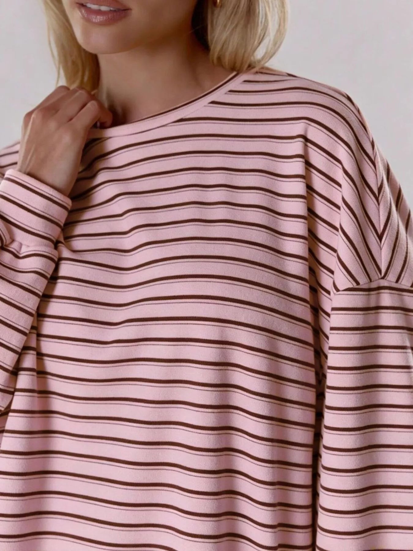 Trendsi Casual Striped Long-Sleeve Top and Shorts Set -