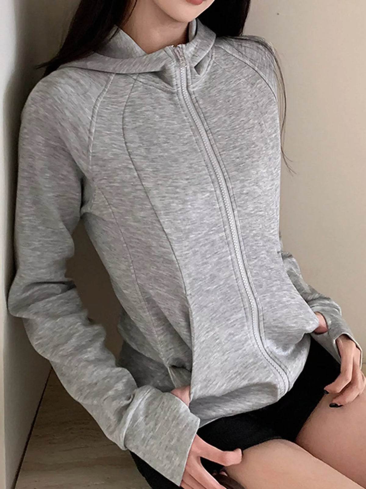 Zip-Up Long Sleeve Hoodie — side view