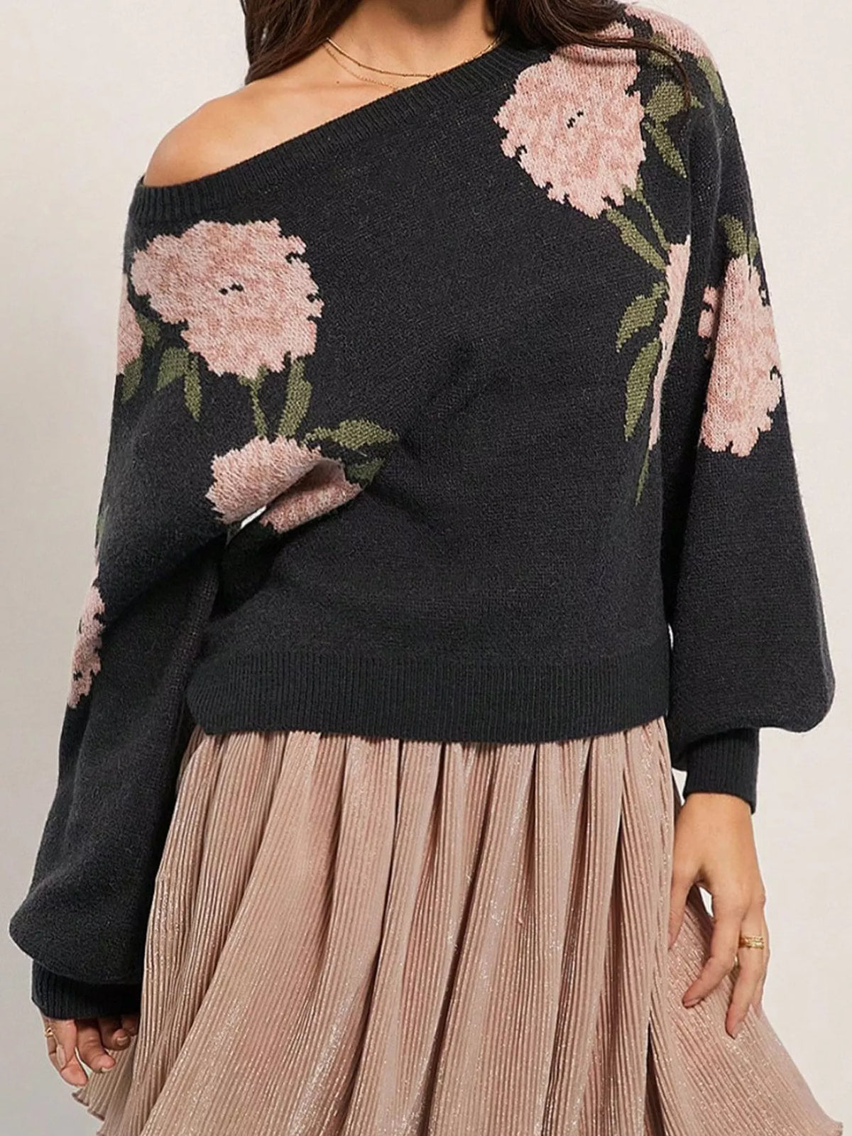 Black floral pattern sweater