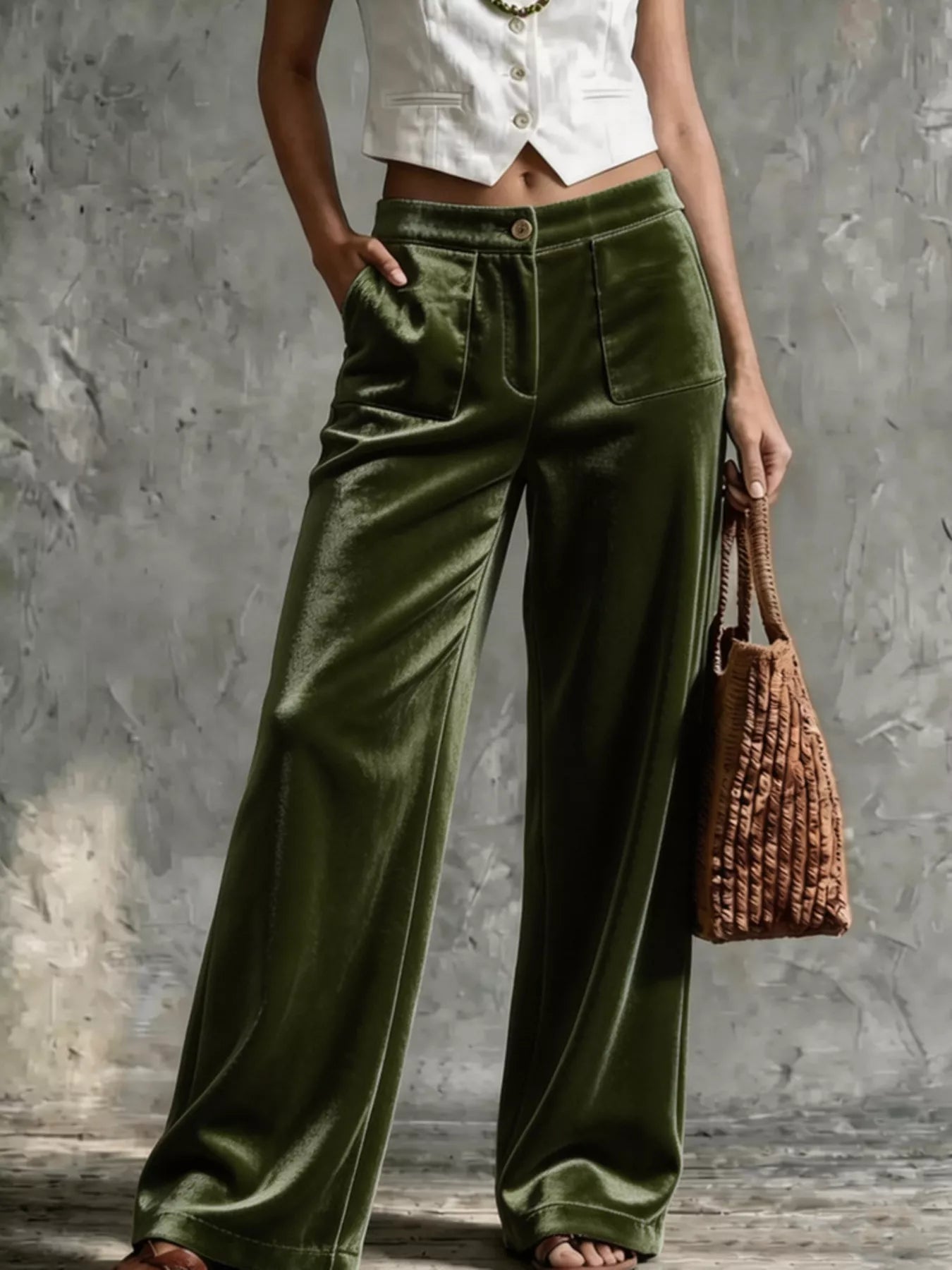 Trendsi Full Size Velvet Wide-Leg Pants Plus Size -