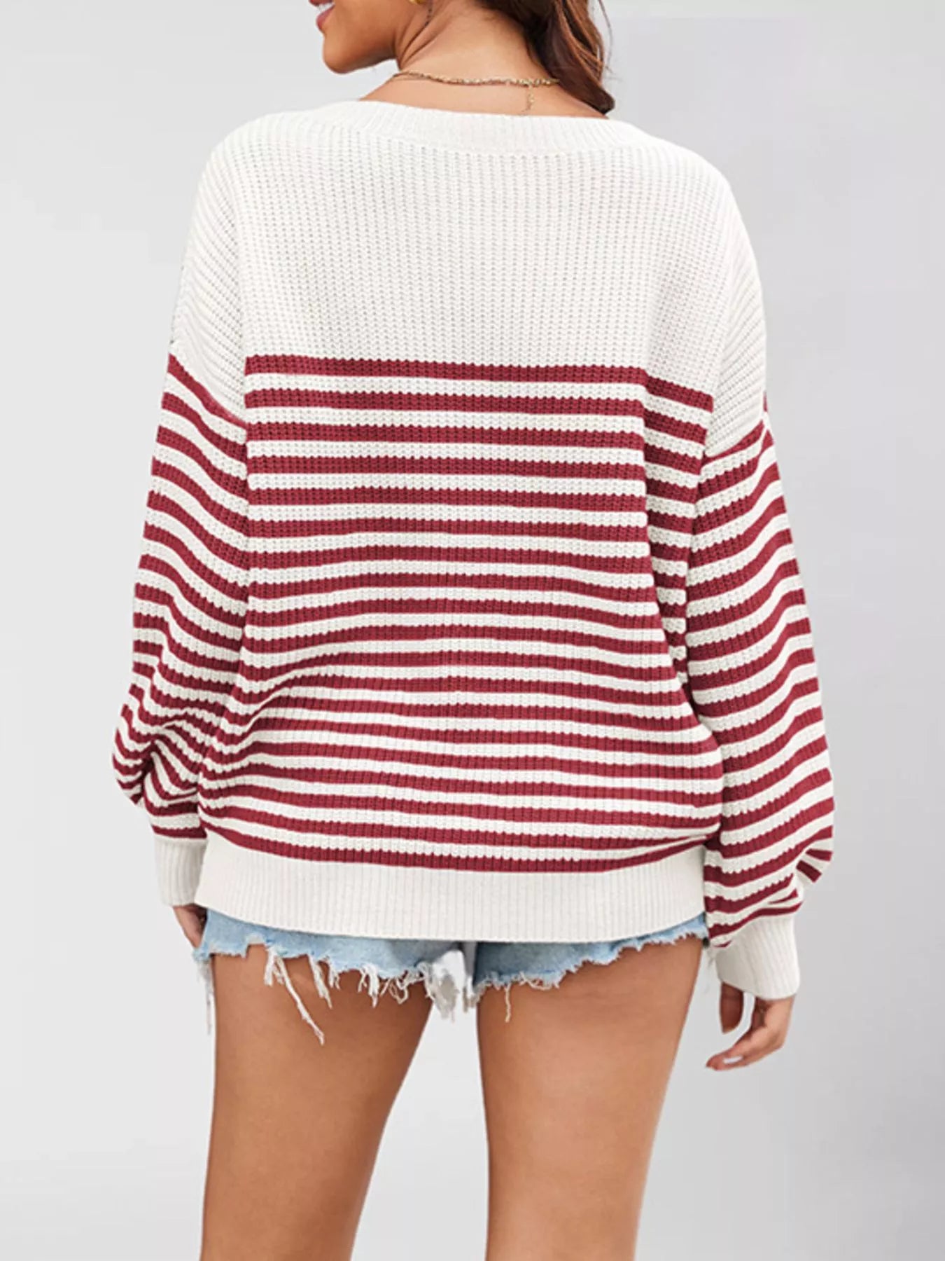 Trendsi Striped Knit Long Sleeve Sweater -
