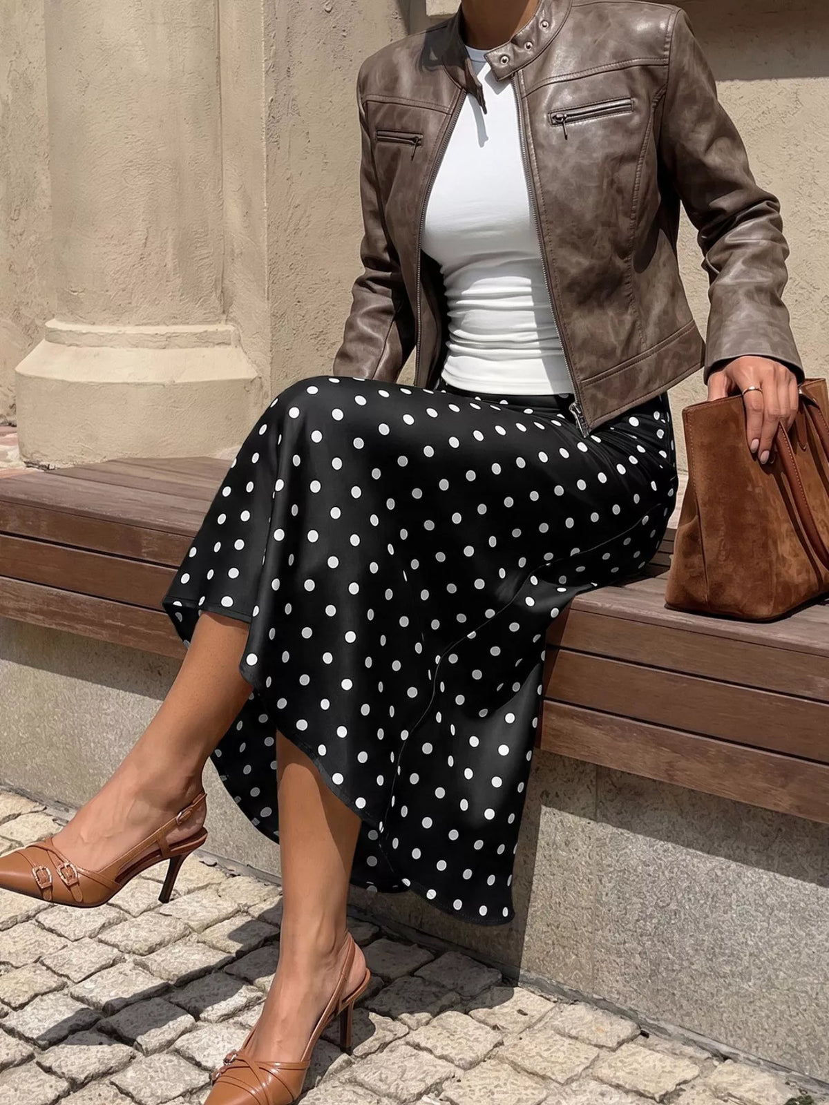 Trendsi Polka Dot Midi Skirt -