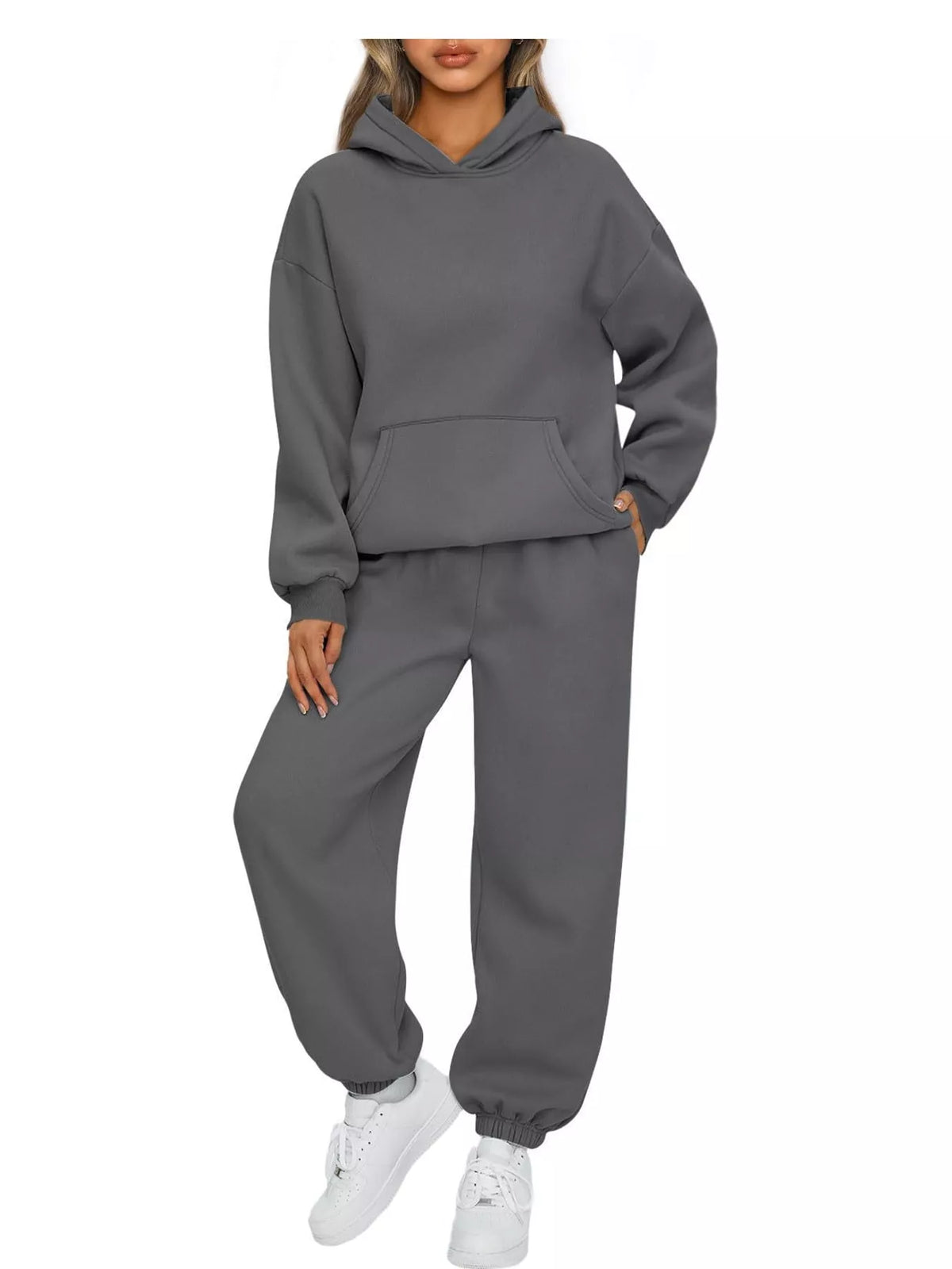 Kangaroo Pocket Hoodie and Joggers Set — front view