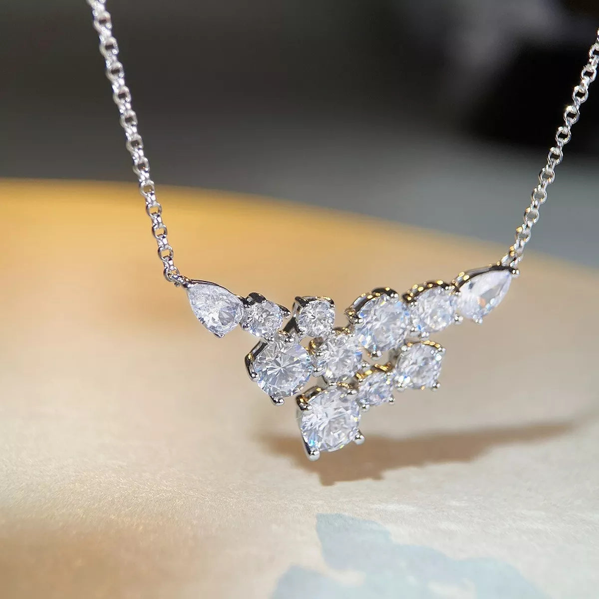 Trendsi 925 Sterling Silver Zircon Pendant Necklace -