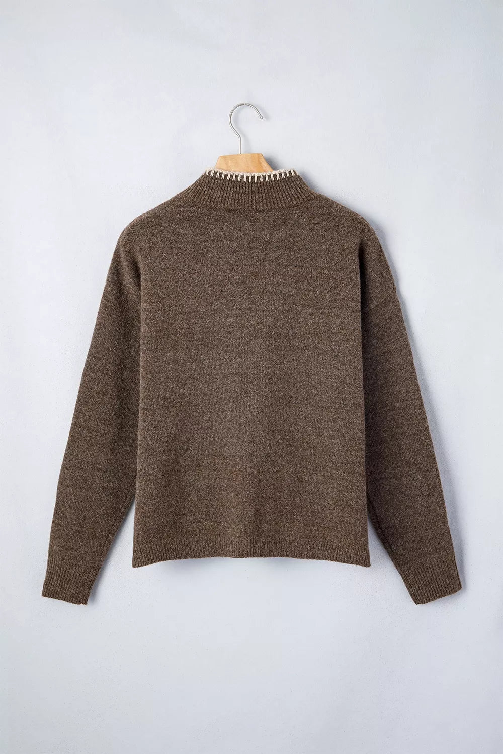 Trendsi Floral Mock Neck Long Sleeve Sweater -