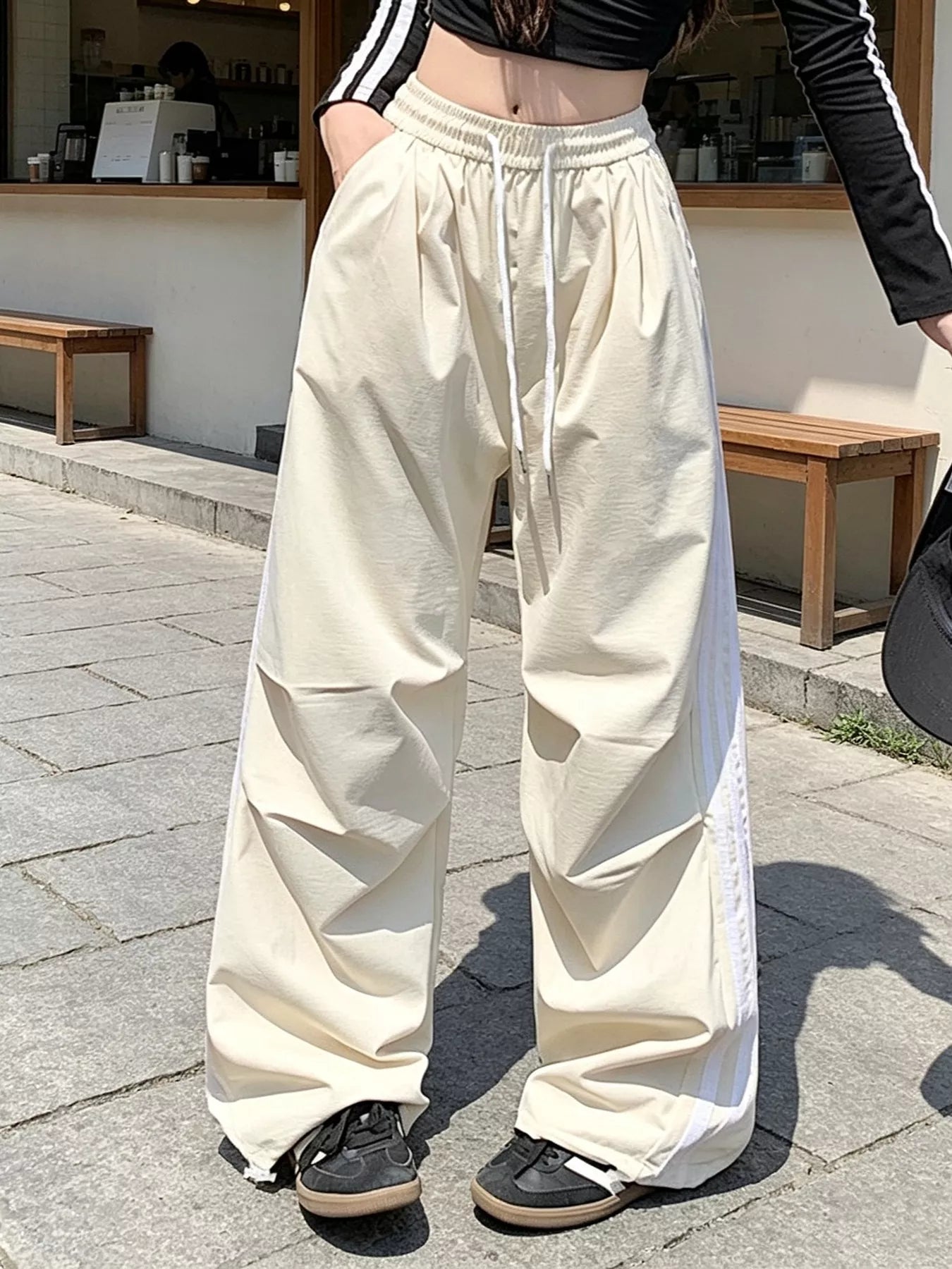 Trendsi Wide-Leg Casual Pants with Drawstring -