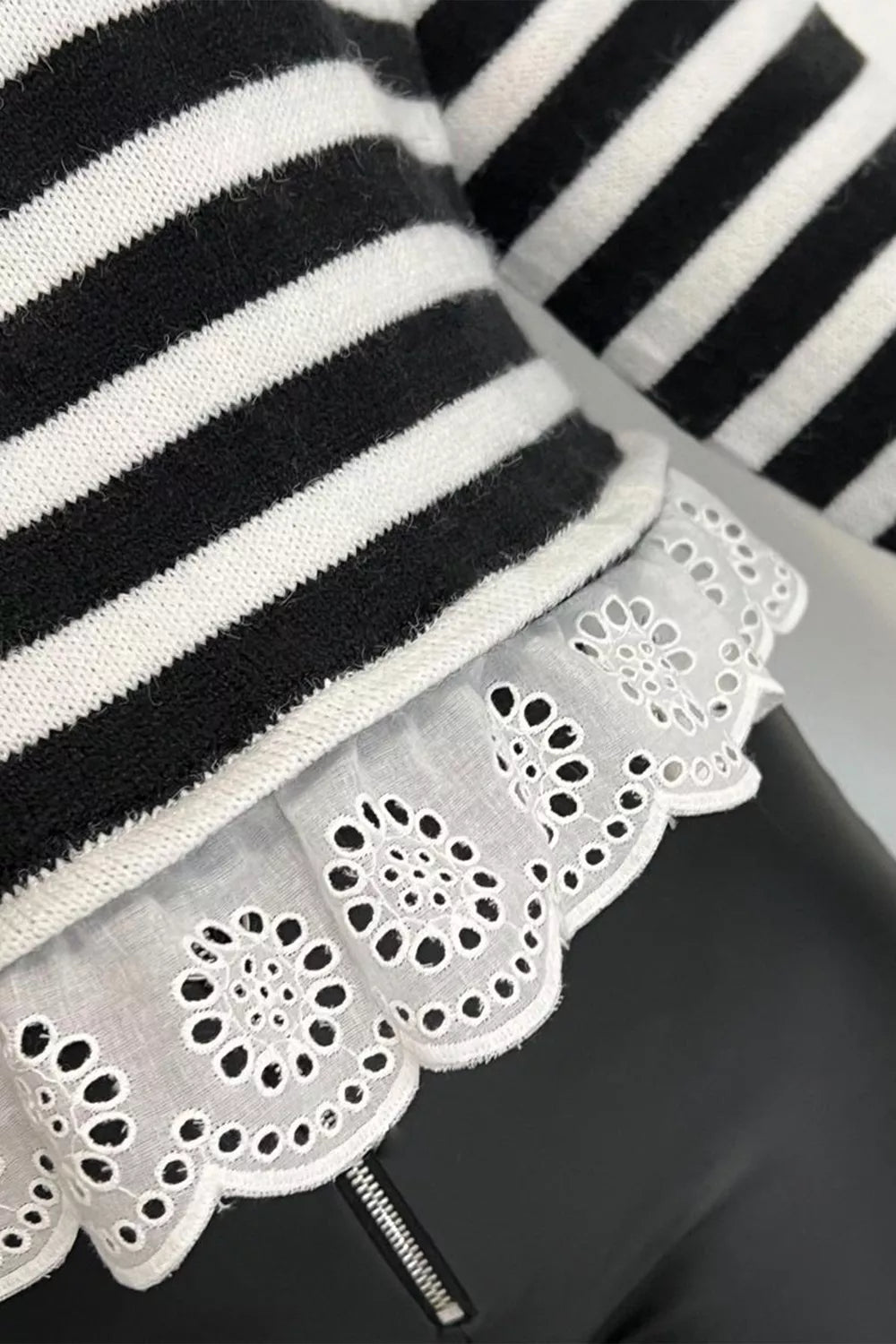 Women's Striped Ruffle-Trim Sweater — alternate product view
