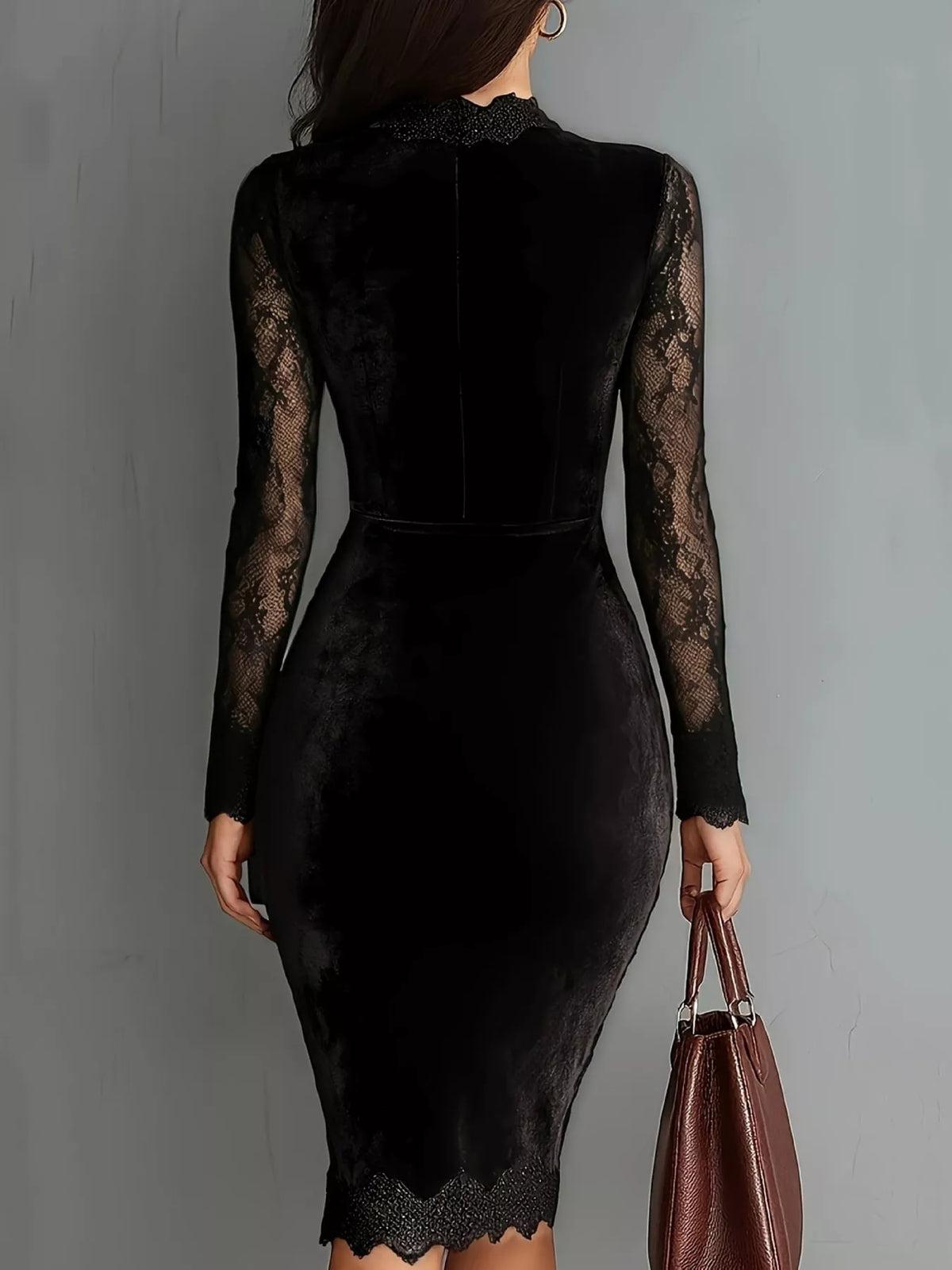 Velvet and lace dress, black back