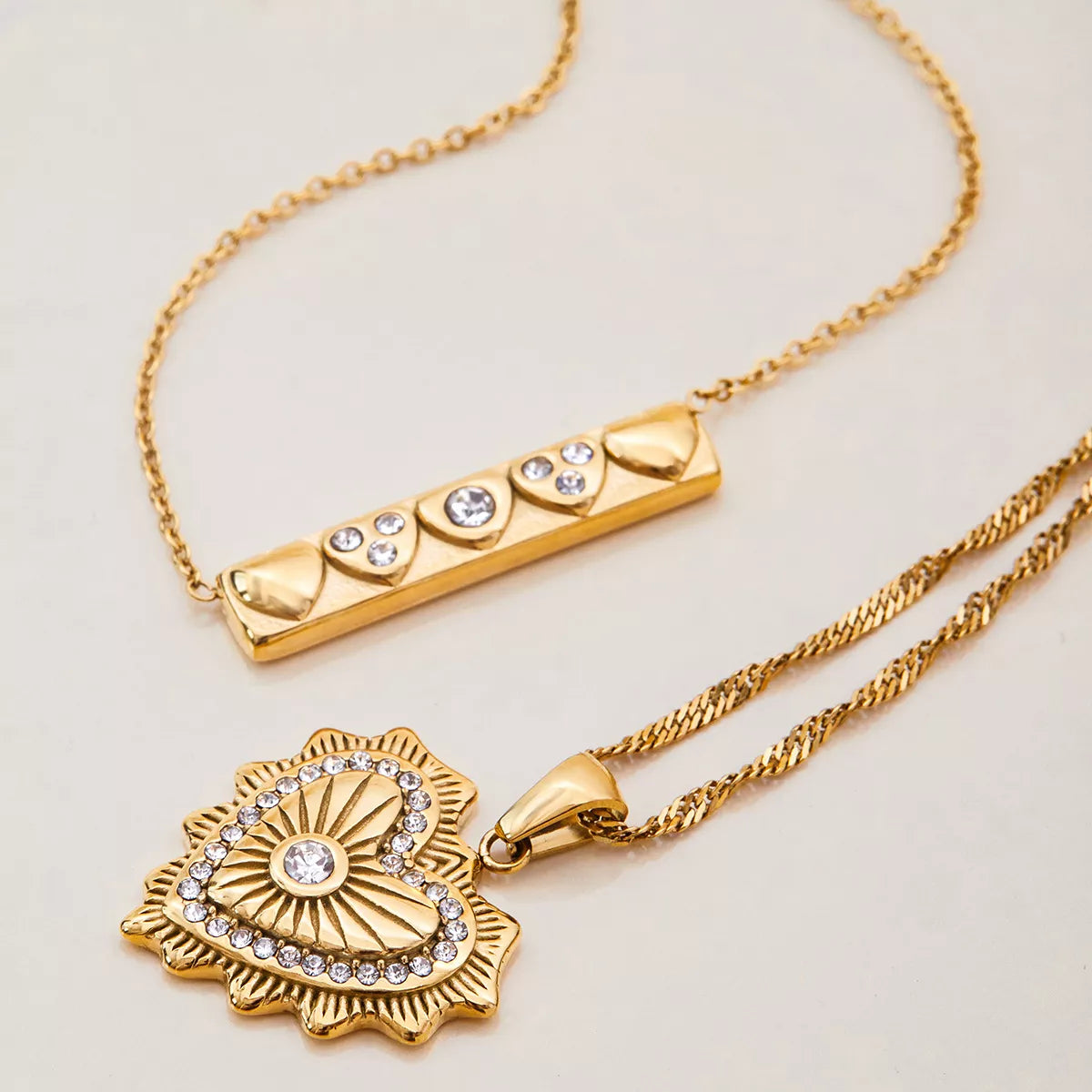 Trendsi 18K Gold-Plated Zircon Pendant Necklace -