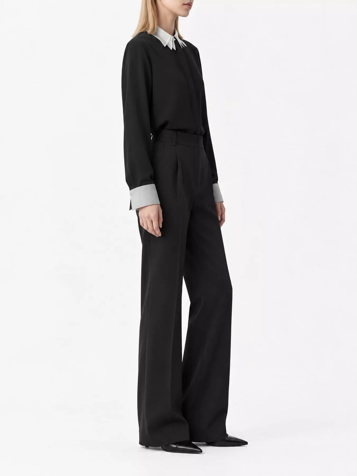Contrast Collar Long Sleeve Shirt — back view