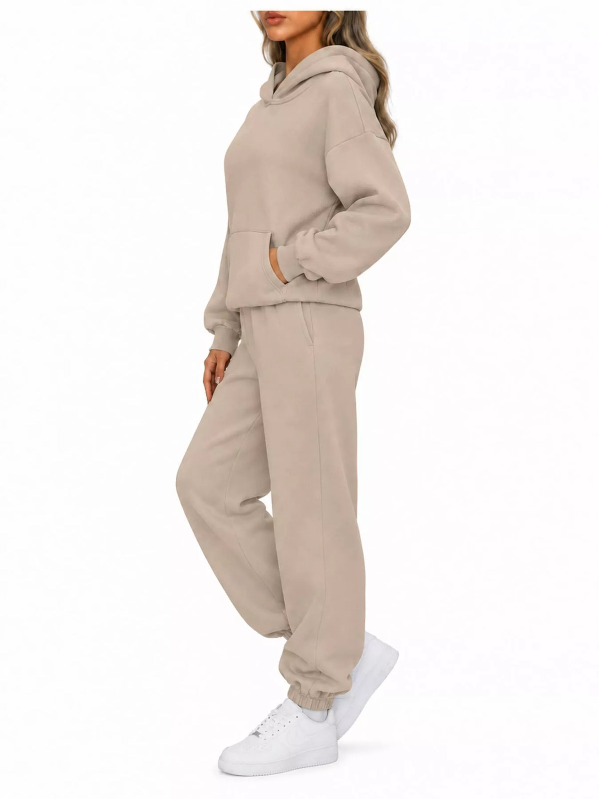 Kangaroo Pocket Hoodie and Joggers Set — side view