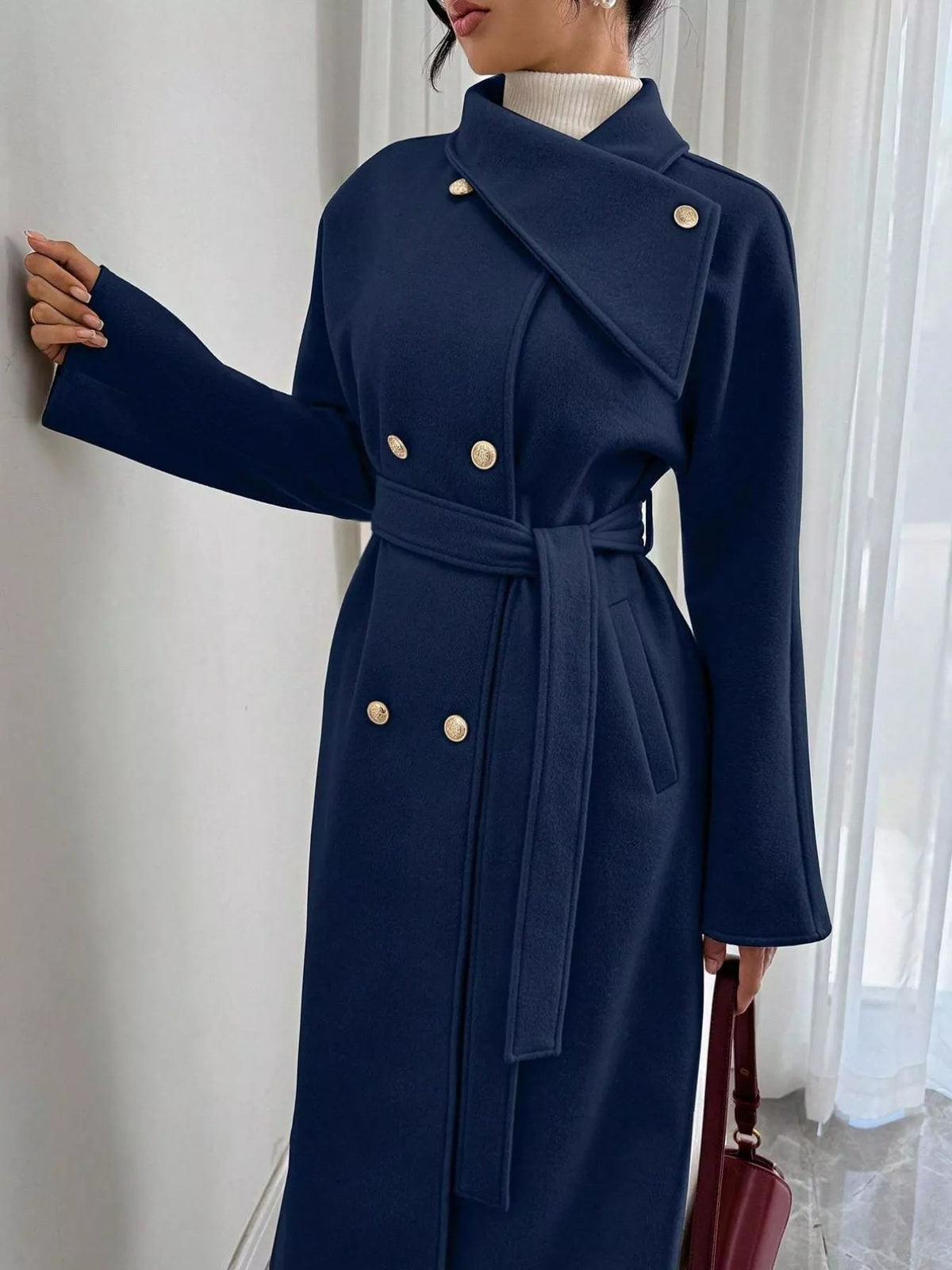 Trendsi Double-Breasted Longline Coat -