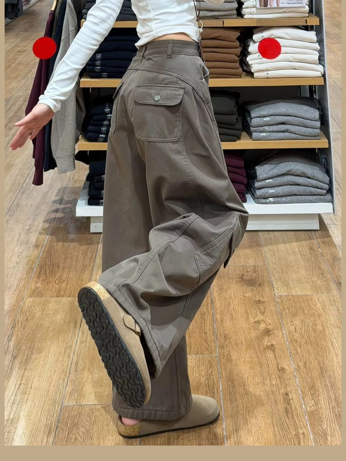 High-Waisted Wide-Leg Cargo Jeans — side view