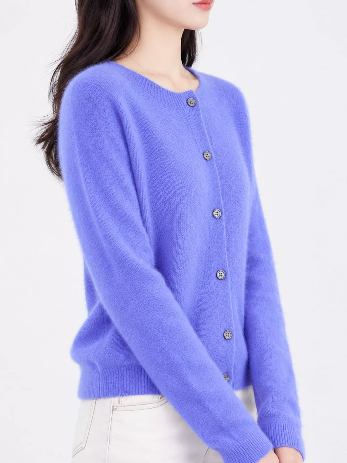 Ribbed cardigan, lilac side