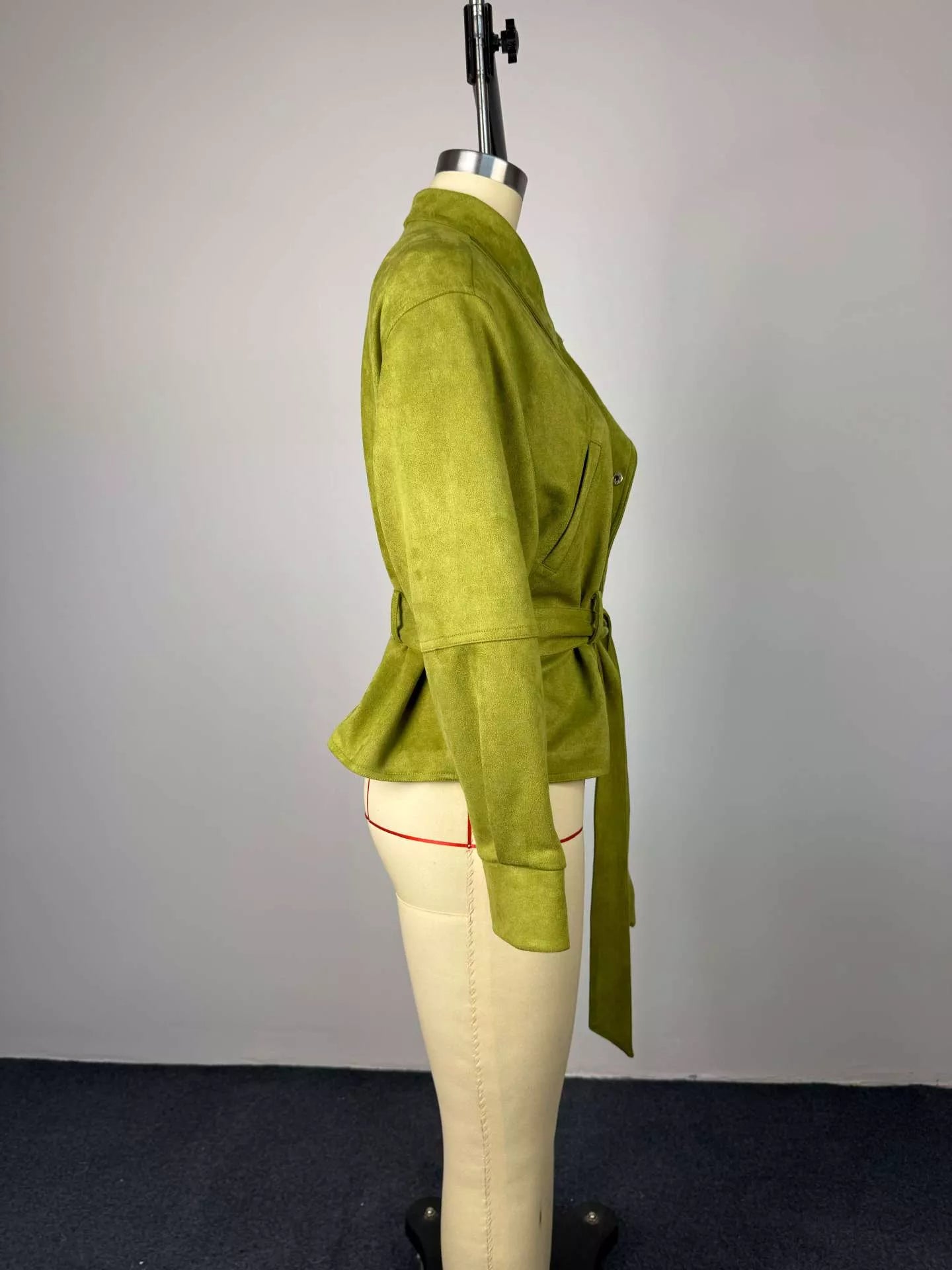Trendsi Tie Waist Long Sleeve Cropped Jacket -
