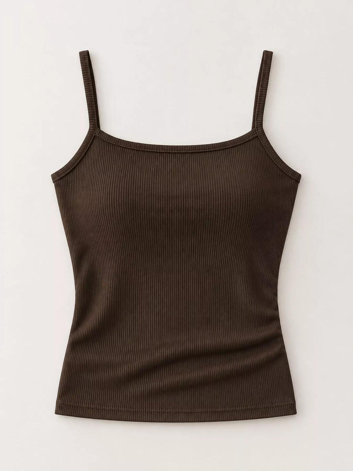 Slim-Fit Ribbed Square Neck Cami Top — garment front