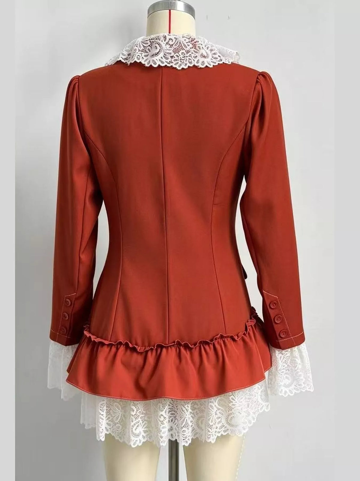 Collared long sleeve mini dress, back view