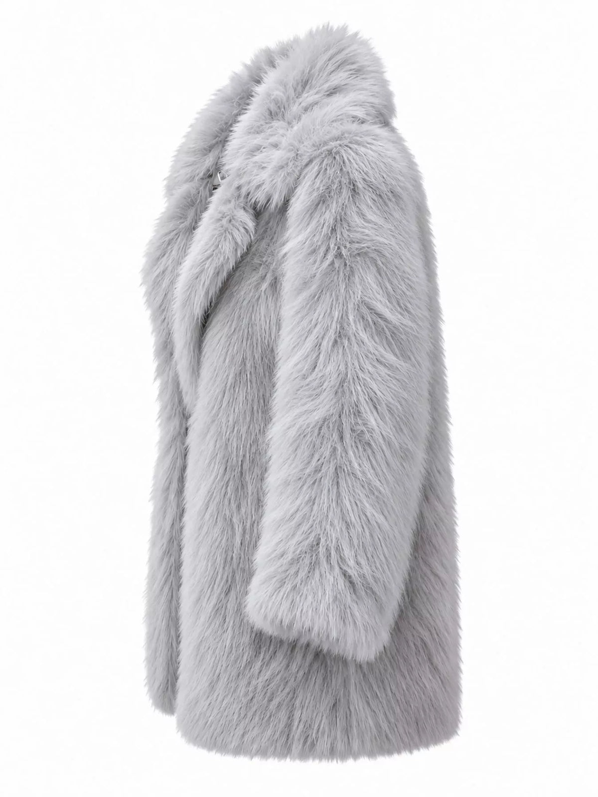 Faux Fur Long Sleeve Coat in gray
