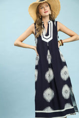 Trendsi Umgee Sleeveless Geometric Midi Dress -