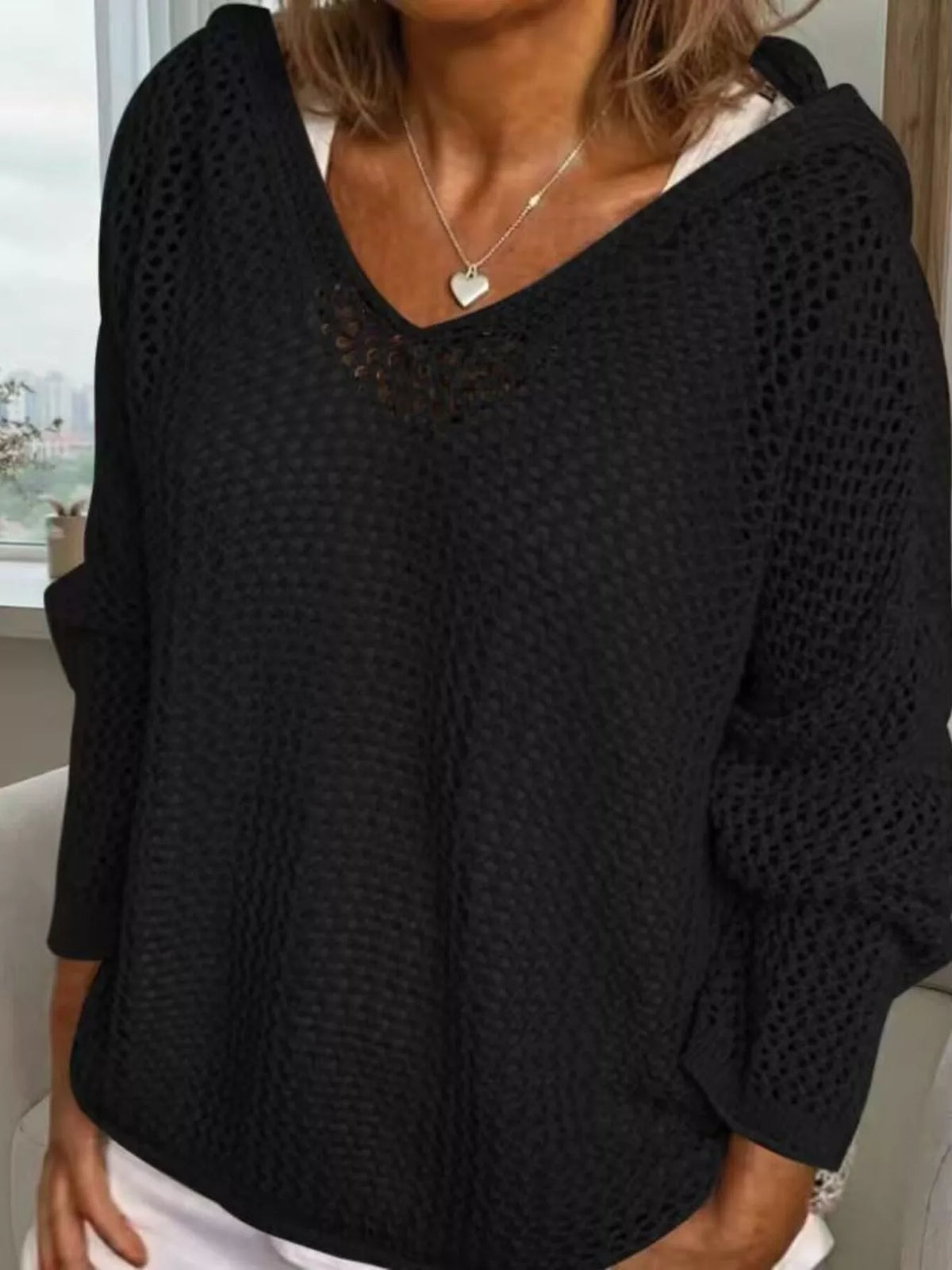 Trendsi Loose Knit Hooded Cover Up -