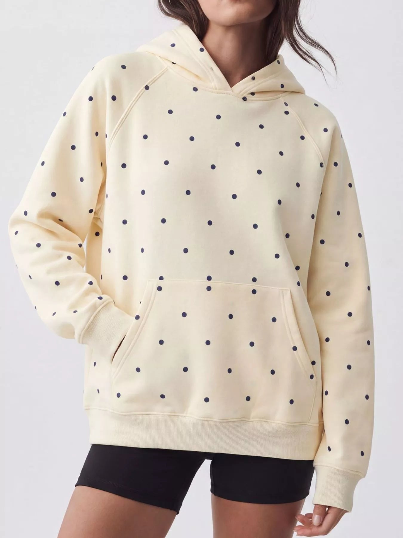Trendsi Polka Dot Raglan Sleeve Hoodie -