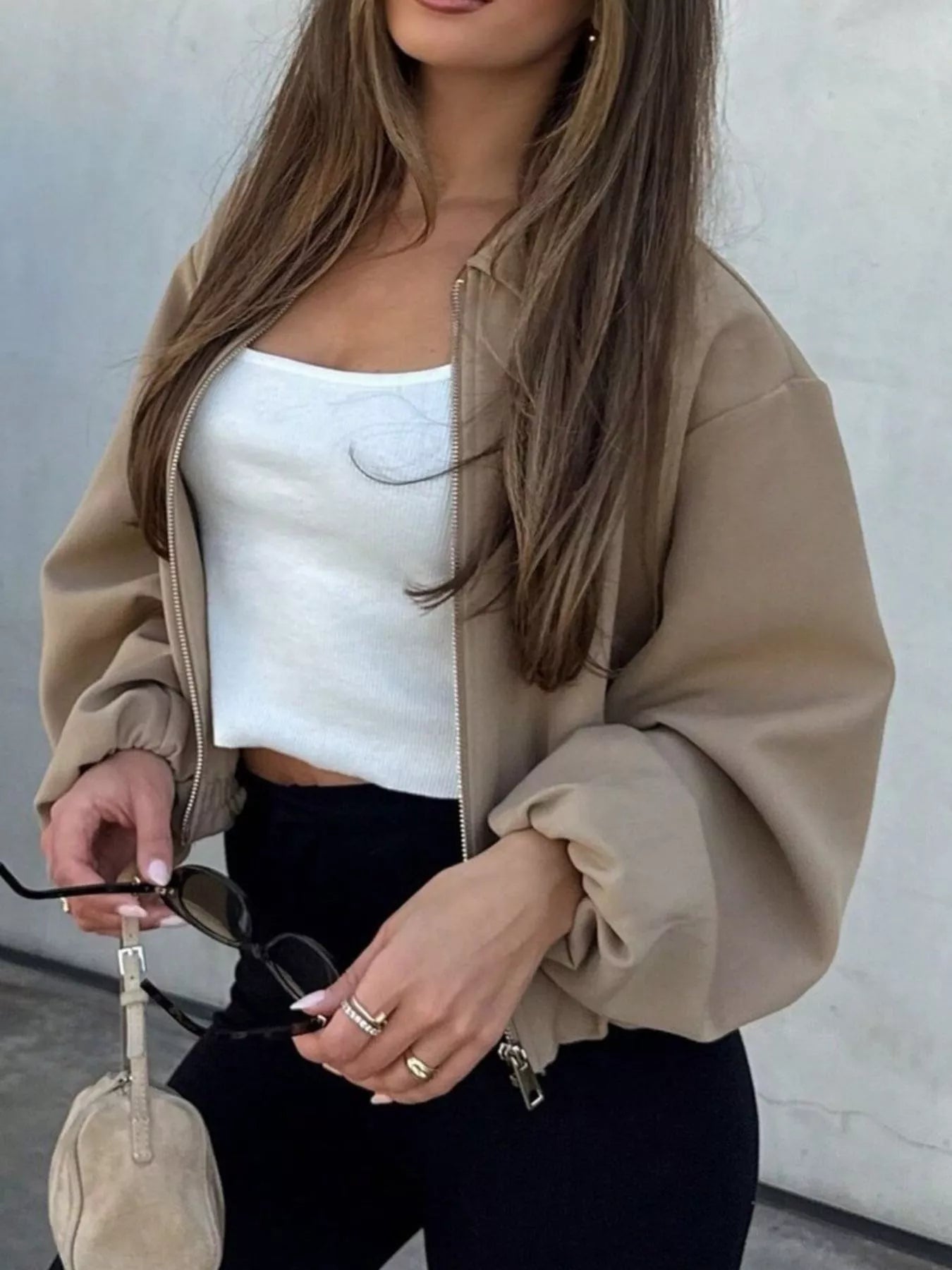 Trendsi Zip Up Cropped Jacket -